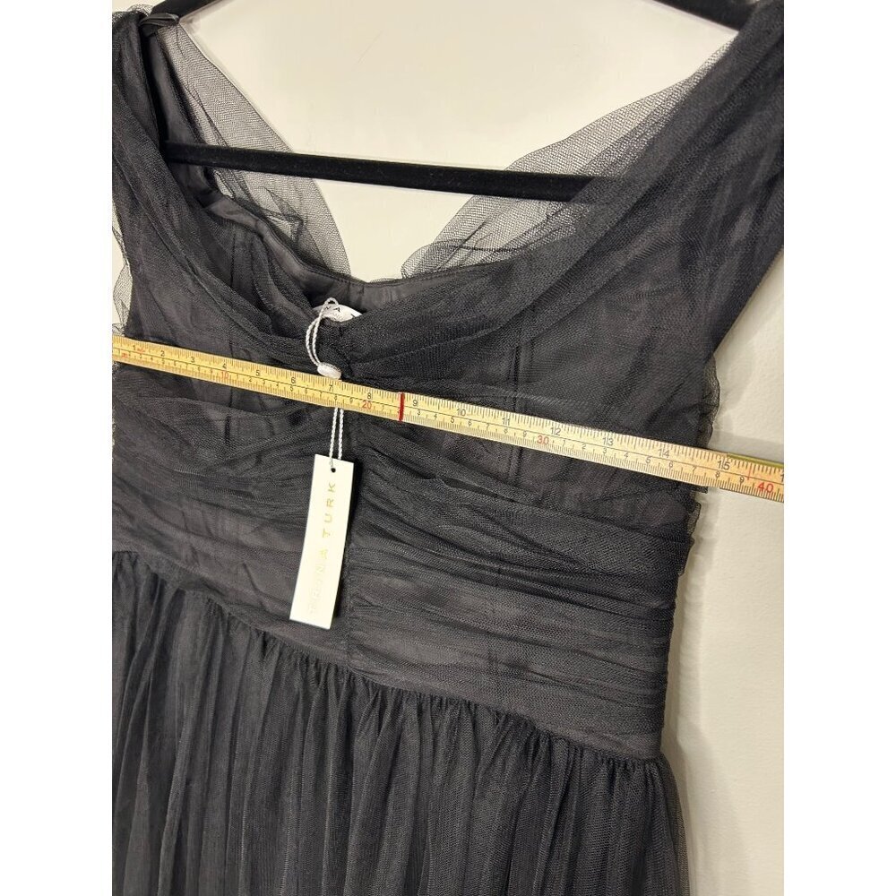 Trina Turk Renai off the shoulder black tulle fit and flare mini dress womens 10 - Picture 8 of 11